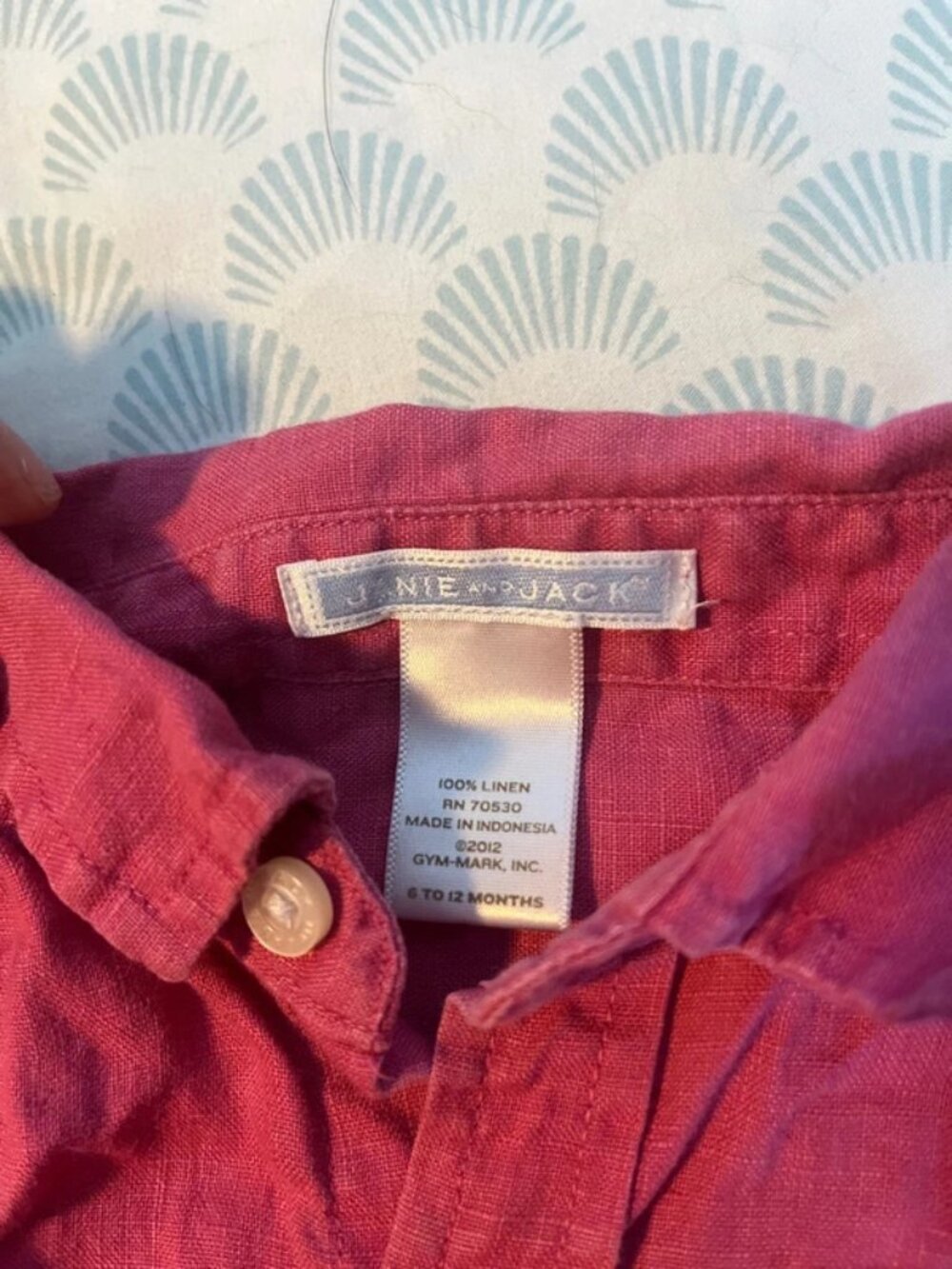 Janie & Jack Linen Pink Button Down 100% Linen - Picture 3 of 3